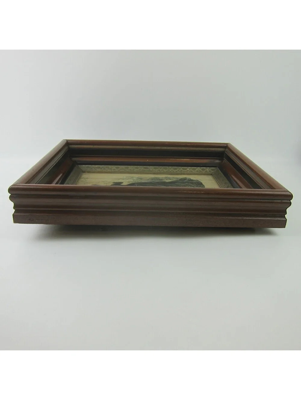 Antique Victorian Deep Picture Frame Wood Gilt La Mode Paris Print in Glass 16